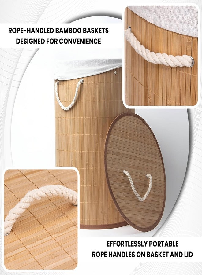 iBELL Foldable Bamboo Laundry Basket with Lid | Sustainable & Eco-Friendly | Travel Essential | Solid Laundry Basket | Easy to Carry (1 Pc, Wood Finish) - Image 3